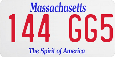 MA license plate 144GG5