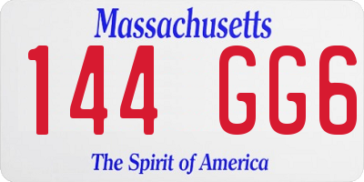 MA license plate 144GG6