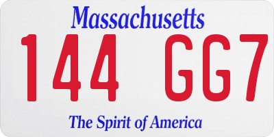 MA license plate 144GG7