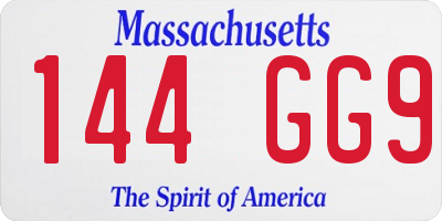 MA license plate 144GG9