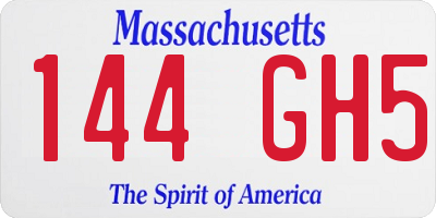 MA license plate 144GH5