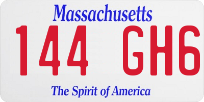 MA license plate 144GH6