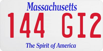 MA license plate 144GI2