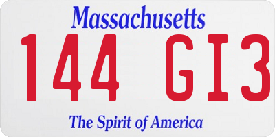 MA license plate 144GI3