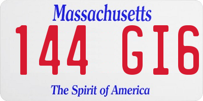 MA license plate 144GI6