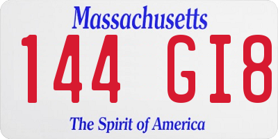MA license plate 144GI8