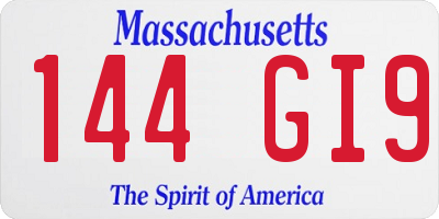 MA license plate 144GI9
