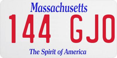 MA license plate 144GJ0