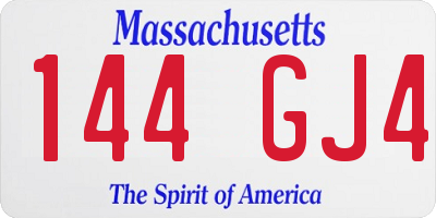 MA license plate 144GJ4