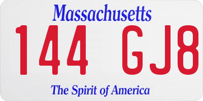 MA license plate 144GJ8