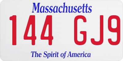 MA license plate 144GJ9