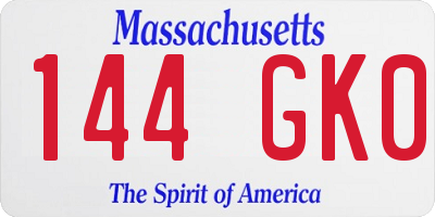 MA license plate 144GK0