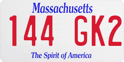MA license plate 144GK2