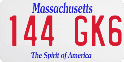 MA license plate 144GK6