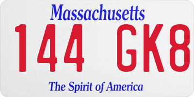 MA license plate 144GK8