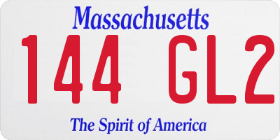 MA license plate 144GL2