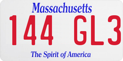 MA license plate 144GL3