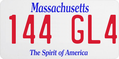 MA license plate 144GL4