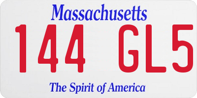 MA license plate 144GL5