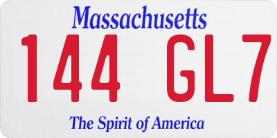 MA license plate 144GL7