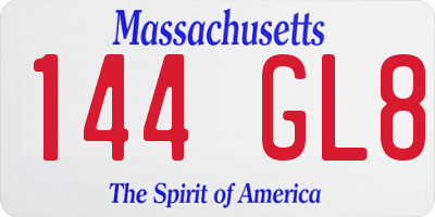 MA license plate 144GL8