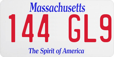 MA license plate 144GL9