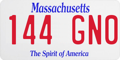 MA license plate 144GN0
