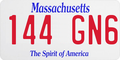 MA license plate 144GN6