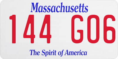 MA license plate 144GO6