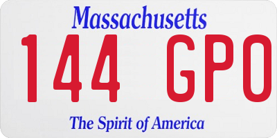 MA license plate 144GP0