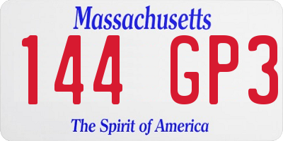 MA license plate 144GP3