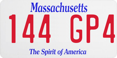 MA license plate 144GP4