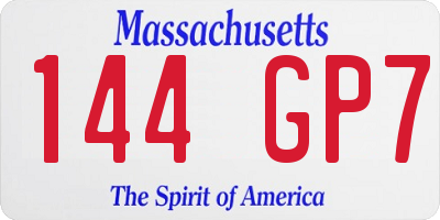 MA license plate 144GP7
