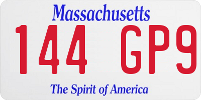 MA license plate 144GP9