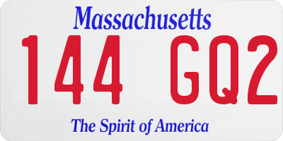 MA license plate 144GQ2