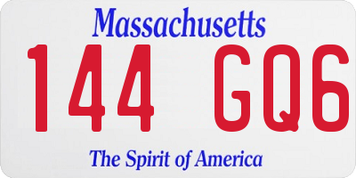 MA license plate 144GQ6