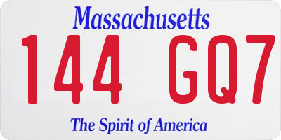 MA license plate 144GQ7