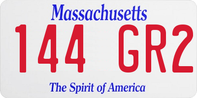 MA license plate 144GR2