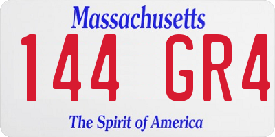 MA license plate 144GR4