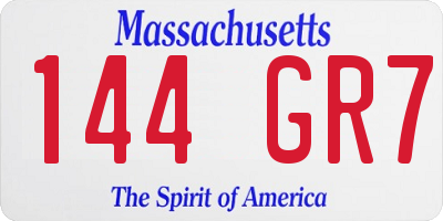 MA license plate 144GR7