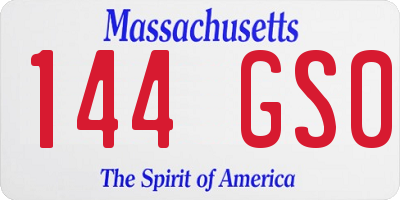MA license plate 144GS0