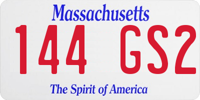 MA license plate 144GS2