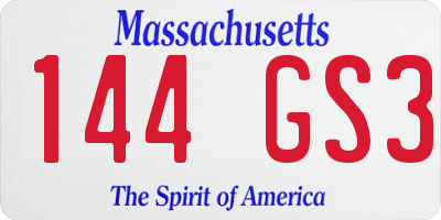 MA license plate 144GS3