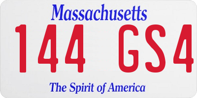 MA license plate 144GS4