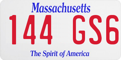 MA license plate 144GS6