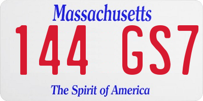 MA license plate 144GS7