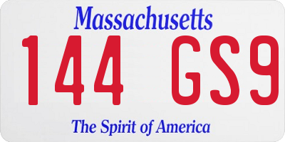 MA license plate 144GS9