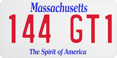 MA license plate 144GT1