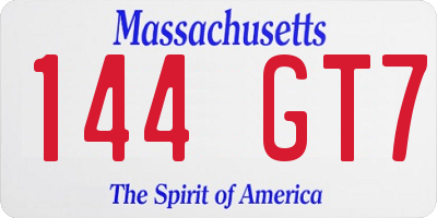 MA license plate 144GT7