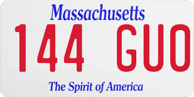 MA license plate 144GU0